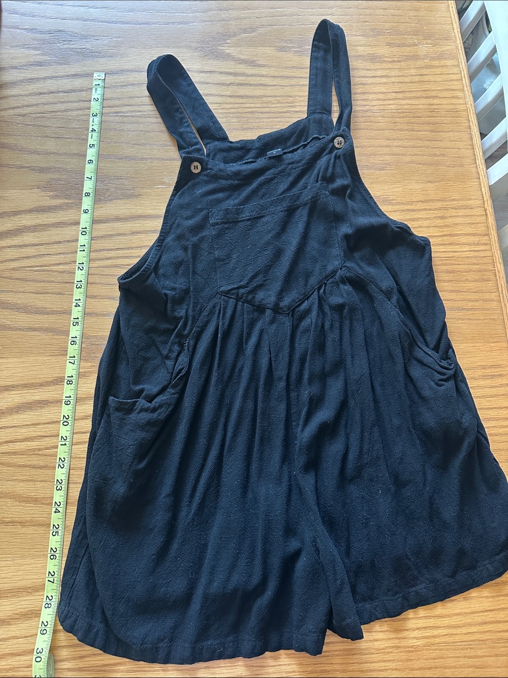 Black Sleeveless Pinafore Romper with Pockets